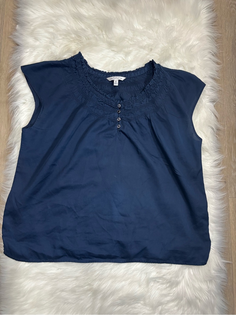 croft &‎ barrow Navy Smocked Neck Cap Sleeve Camisole
